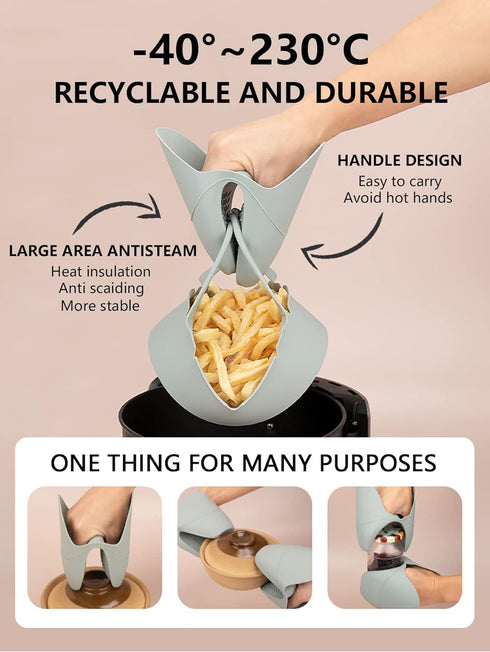 Upgrade Your Air Fryer Game with Our Reusable Silicone Liners & Oven Gloves Set - Food Grade, Non-Stick, & Easy to Clean (6 QT or Larger)...