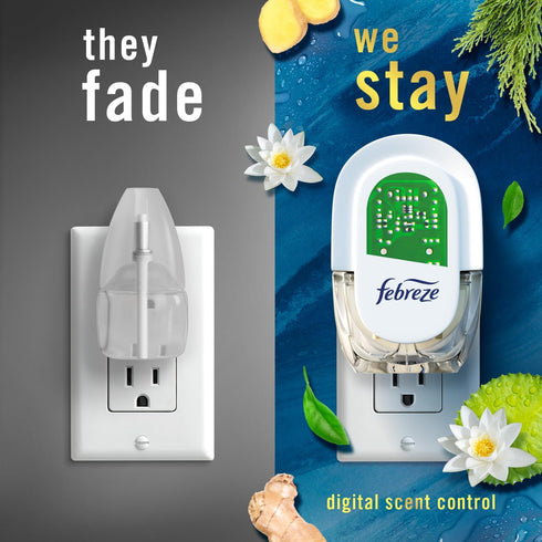 Febreze Odor-Fighting Fade Defy PLUG Air Freshener, Mountain, Ocean, Amber, (3) .87 fl. oz. Oil Refills...