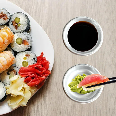 100 Pcs Plastic Disposable Sauce Dishes, Dipping Soy Sauce Seasoning Plate Bowls, Mini Condiment Appetizer Tray for Sushi Soy Mustard Vinegar Ketc...