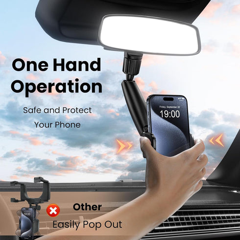 Car Phone Holder Rear View Mirror Phone Holder, 360° Rotating Car Phone Holder Mount Compatible with All 4-7 Inch iPhone and Android Cell Phones...