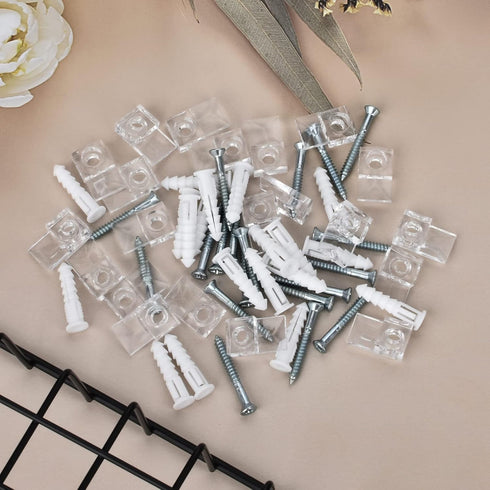 20 Pack 3-4mm Frameless Mirror Holder Clips Clear Mirror Mounting Clip Plastic Glass Retainer Clips Mirror Mounting Hardware with Screw and Anchor...