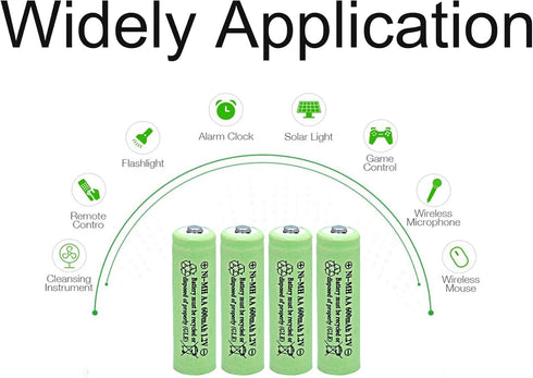 GEILIENERGY Solar Light AA Ni-Mh 600mAh 1.2V Rechargeable Batteries AA Rechargeable Batteries for Solar Lights Solar Lamp(Pack of 4)...