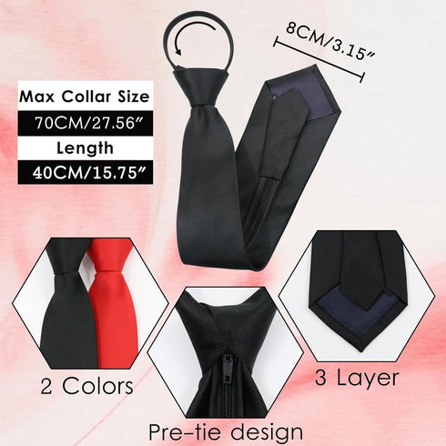 Womens Ties, Black Neck Tie for Women, Zipper School Girl Uniform Tie, Women Accessories for Dress Shirt Business...