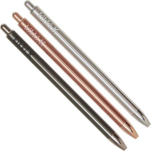 kikki.K Everyday Essentials Designer Collection - Metal Retractable Ballpoint Pen 3Pk Metallics, Features a Metal Barrel, Mix and Match Colors wit...