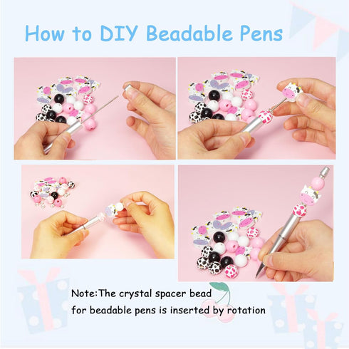 70pcs Chunk Beads,16mm Cow Print Wood Beads and 20mm Flat Wooden Beads Crystal Spacer Beads Set Focal Beads for Beadable Pens Ballpoint Pen Shaft ...