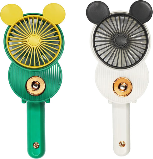 Cute Mickey Misting Mini Fan, Handheld Portable USB Rechargeable Fan with 3 Adjustable Speeds, Foldable Personal Fan For Travelling(Green&White)...