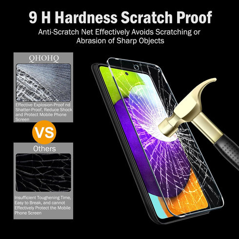 QHOHQ 3 Pack Screen Protector for Samsung Galaxy A52 4G/5G with 3 Packs Camera Lens Protector,Tempered Glass Film,9H Hardness - HD - Anti-Scratch ...