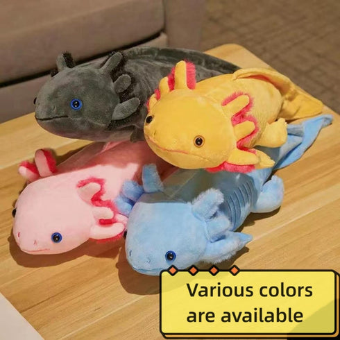 FRANKIEZHOU Realistic Axolotl Plush Toy-Grey, 19”Long, Lifelike Axolotl Stuffed Animal, Axolotl Toy, Soft Axolotl Plushie Toys,Pillows for Kids,Gi...