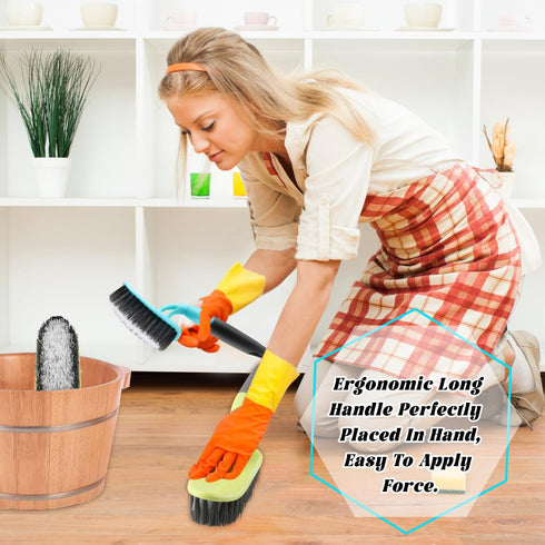4PCS Bathroom Stiff Scrubber Brush,Long Handle Sink Brush,Edge Corner Cleaning Brush,Durable Stiff Bristles Heavy Duty Brush for Bathroom,Shower,S...