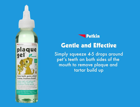Petkin Plaque Remover Gel – Cleans Teeth and Gums, Removes Plaque and Tartar - Freshens Breath and Whitens Teeth with Baking Soda - Ideal for Dail...