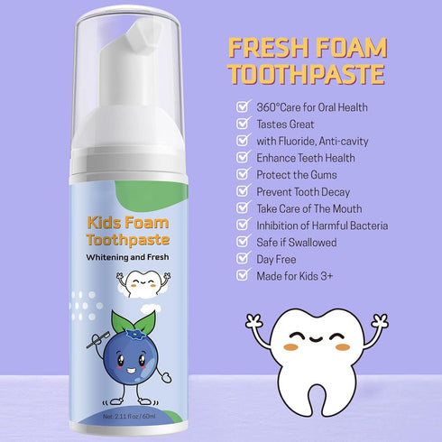 Foam Toothpaste Kids, Toddler Toothpaste with Low Fluoride, Foaming Toothpaste Kids and Mouthwash for Dental Care for Children 3+...