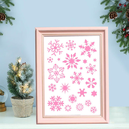 Christmas Snowflake Stencil Template, Reusable Plastic Craft Drawing Painting Stencil Journal Template for Window Glass Wall Door Card Scrapbook N...