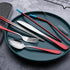 Travel Utensils Set with Case Reusable Portable Cutlery Set Stainless Steel 8pcs Including Dinner Knife Fork Spoon Chopsticks straws (Gradient Red...