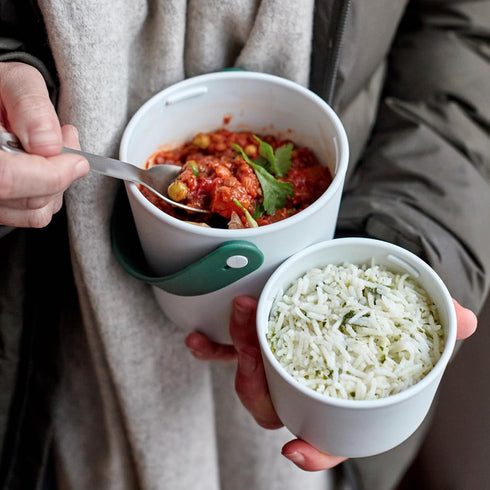 BLACK + BLUM Lunch Pot Original Stackable | Leak-Proof Microwave Safe Food Container | with Stainless-Steel Spork | Ocean, 30 oz / 900ml...