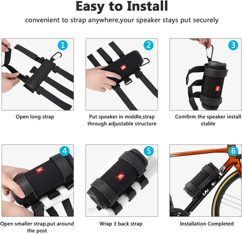 Caudblor Portable Speaker Mount for Bike/Golf Cart Railing/Boat, Adjustable Outdoor Wireless Speaker Strap Holder Accessory,Fit for JBL Bluetooth ...