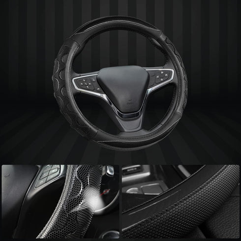 GIANT PANDA Steering Wheel Cover for Chevy Silverado - Car Steering Wheel Cover for Chevrolet Colorado Tahoe - Black...