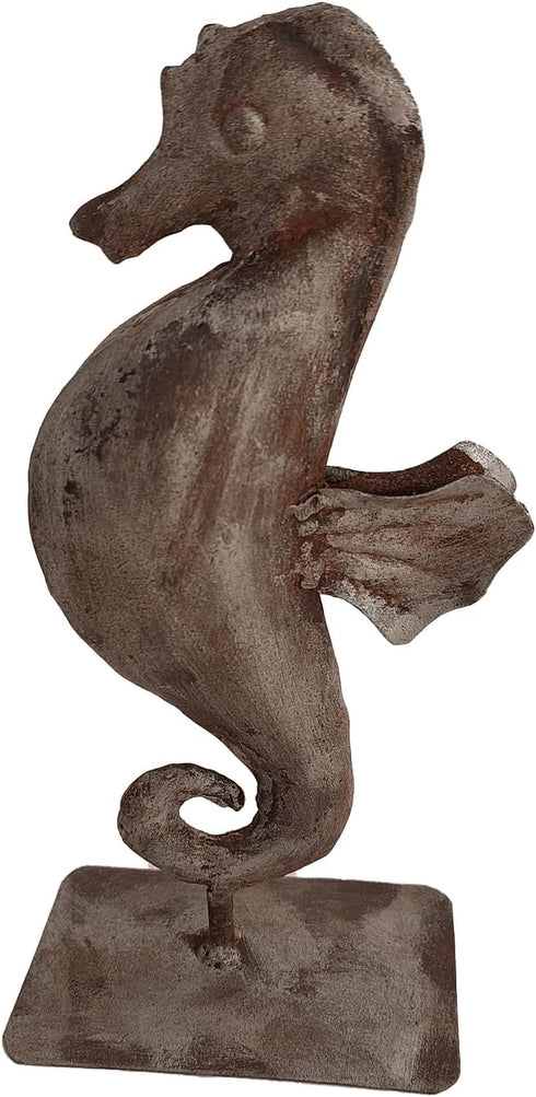 DeKulture Seahorse Statue | Recycled Iron Ocean Decor | Nautical Home Accent (4x2.5x8.5 Inches)...