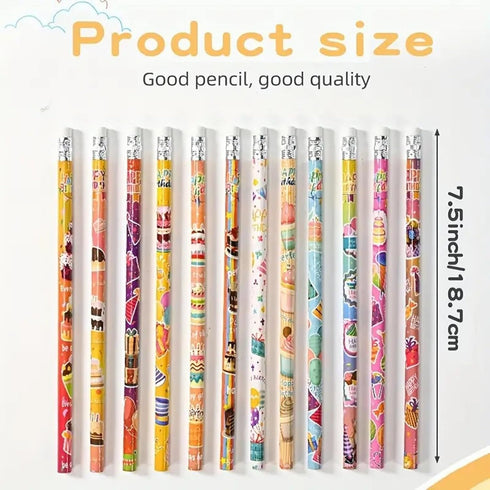 100 pieces Happy Birthday Pencils Colorful Printed Birthday Pencils With Top Erasers Perfect For Teachers Classrooms Reward Birthday Party Kids Gi...