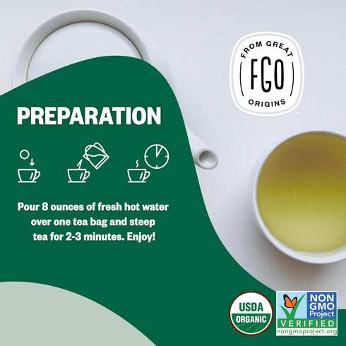 FGO Organic Jasmine Green Tea, 100 Count, Eco-Conscious Tea Bags, Resealable Bag, Packaging May Vary (Pack of 1)...