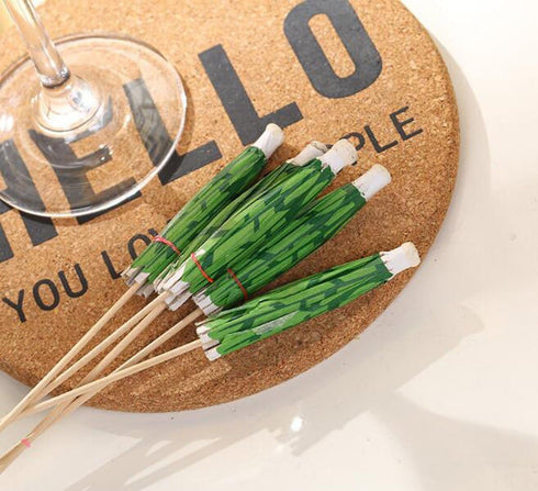 50 Pcs Cocktail Drink Green Tropical Coconut Palm Tree Paper Umbrellas Picks - Cocktail Parasols Cupcake Picks for Hawaiian Party and Pool Party T...