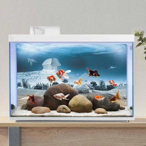 AWERT 48x20 inches Egyptian Pyramid Aquarium Background Egypt and Sphinx Underwater World Antique Architecture Fish Tank Background Vinyl Backgrou...