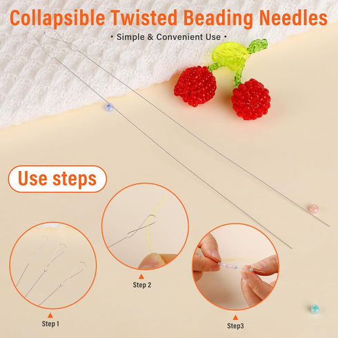 GarfxG 39 PCS Beading Needles Set - Collapsible Big Eye Beading Needles, Twisted Wire Seed Beading Needles, Straight Beading Needles and Beading T...