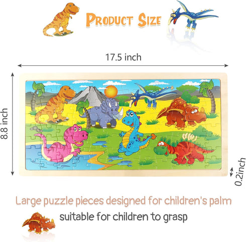 Dinosaurs Puzzles for Kids, 96 Pcs Jigsaw Large Puzzles for Beginner, Learning Preschool Educational Puzzles Toys for Boys and Girls...