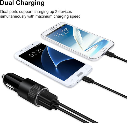 USB Car Charger, 2Pack 3.4A/18W Fast Charge Phone Car Charger Adapter Plug 2 Port Lighter Charger Flush for iPhone 15 14 13 12 11 Pro Max Mini SE ...
