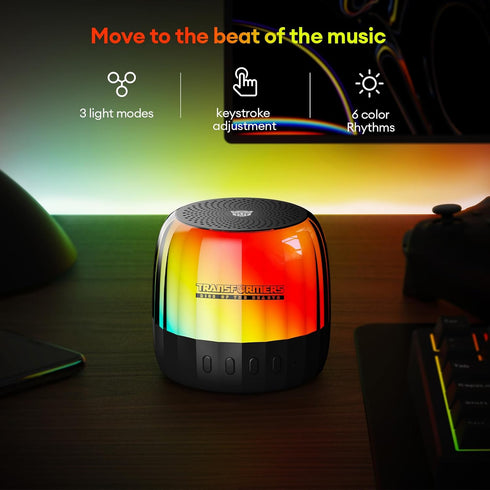 Transformers Small Bluetooth Speaker Bt 5.3 Wireless Portable Bluetooth Speakers with Dynamic RGB Lights Loud Sound 12H Playtime Support TF Card K...