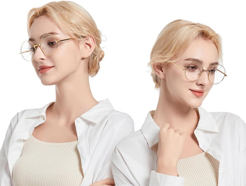 Big 2-Inch Clear Lens Round Glasses Set of 3 Cosplay Metal Frame Fake Circular Glasses Circle Eyeglasses for Adult Women Men...