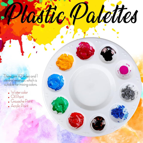 FANDAMEI 20 PCS Round Plastic Paint Tray Palettes, Paint Trays for Kids, Paint Palette Tray, Paint Palettes Paint Pallets with 10 Wells for Adults...