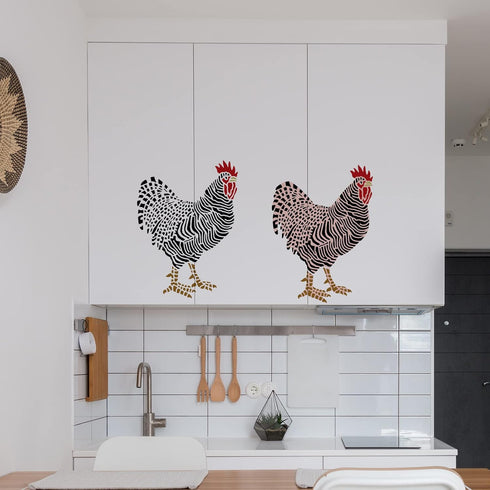 2 Pcs Large Layering Coloring Dominique Chicken Stencil for Painting 11.7×8.3 inches Reusable Layered Painting Stencils for Painting on Wood, Canv...