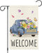 Welcome Spring Garden Flag 12x18 Double Sided Vertical Burlap Retro Truck Floral Garden Flags Summer Butterfly Yard Flags for Seasonal Outside Out...