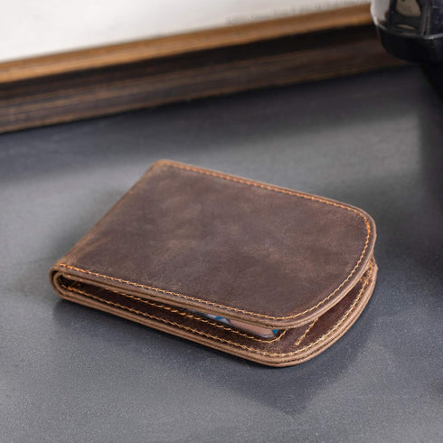 Polare Slim Curve Front Pocket RFID Blocking Italian Real Leather Bifold Wallet for Men...