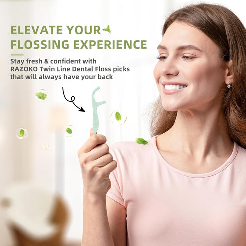 Dental Floss Picks Extra Strong Flosser Pick Toothpicks Fresh Mint (10 Count (Pack of 2))...
