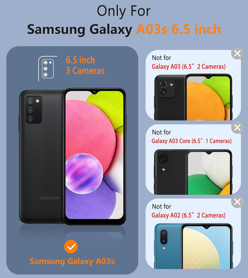 BNIUT for Samsung Galaxy A03s Case: Dual Layer Shockproof Protective Heavy Duty Cell Phone Cover Rugged with Non Slip Textured Back - Military Pro...