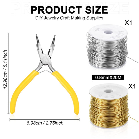 2 Rolls 20 Gauge Wire for Jewelry Making and Pliers Silver Craft Wire Tarnish Resistant Jewelry Beading Wire for DIY Jewelry Craft Making Supplies...