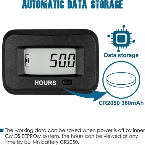 Runleader Digital LCD Hour Meter,AC/DC 5V to 277V for Lawn Mower Generator Motorcycle Golf Cart Forklift Scrubber Machine etc....