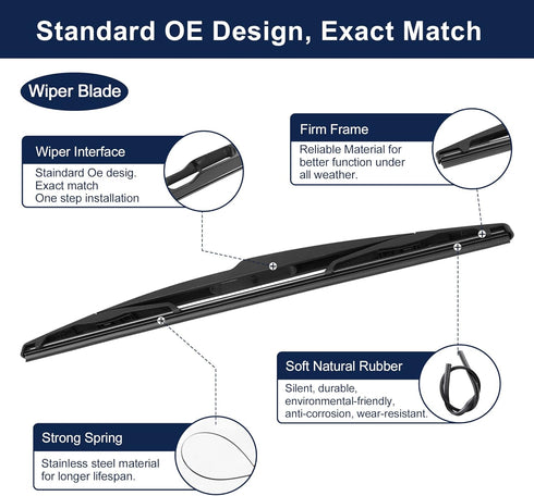 X AUTOHAUX Rear Window Windshield Back Glass Wiper Blade 365mm 14" with Arm Set Assembly Replacement 31333470 for Volvo XC60 2011-2017 for XC90 20...
