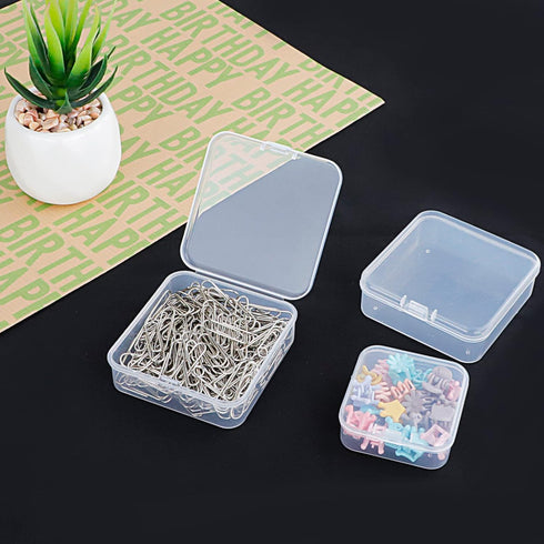 12Pcs Mini Storage Containers, Mixed Sizes Small Rectangular Clear Plastic Storage Containers Box with Hinged Lid for Beads, Organizie Tiny Items,...