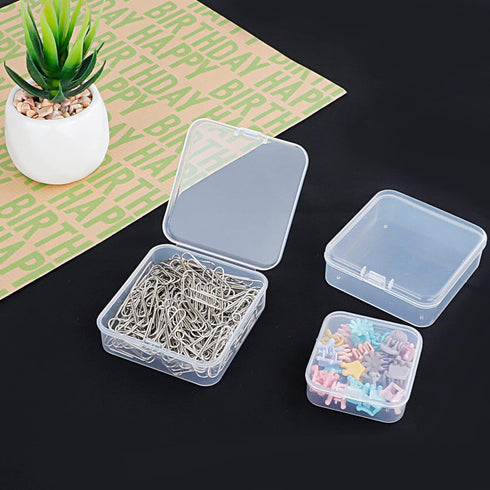 48Pcs Mini Storage Containers, Mixed Sizes Small Rectangular Clear Plastic Storage Containers Box with Hinged Lid for Beads, Organizie Tiny Items,...