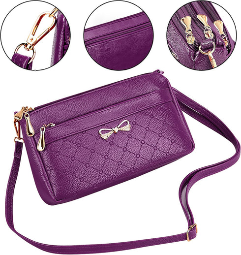 Women Small Handbags Square Leather Crossbody Bags Multi Pocket Shoulder Bag Ladies Elegant Change Purse...
