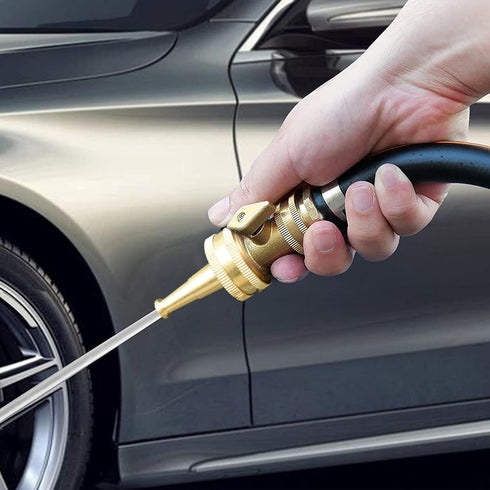 Hourleey 4" Adjustable Twist Hose Nozzle, 2" Heavy-Duty Brass 3/4" GHT Hose Nozzle Jet with 2 Garden Hose Rubber Washers (Nozzle Twist and Nozzle ...