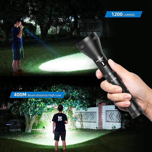 Rechargeable Flashlights High Lumens, 1200 Lumens Super Bright Handheld Flashlight, LED Tactical Flash Light with 4 Modes & Waterproof for Outdoor...