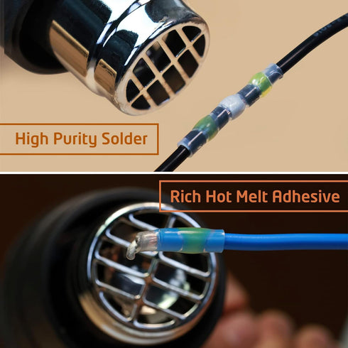 160 Pcs Solder Seal Wire Connectors Kit, Electrical Connectors Heat Shrink Wire Connectors Waterproof Electrical Cable Butt Terminals for Marine A...