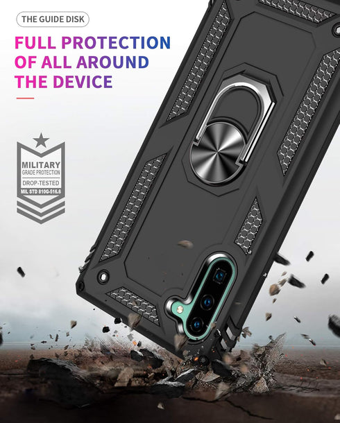 for Samsung Galaxy Note 10 Case, Note10 Case with HD Screen Protectors, Military-Grade Metal Ring Holder Kickstand 15ft Drop Tested Shockproof Cov...