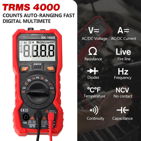 Digital Multimeter Tester, TRMS 4000 Counts Volt Meter Auto-Ranging Fast Tester, Measures Voltage Current Resistance Diodes Continuity Capacitance...