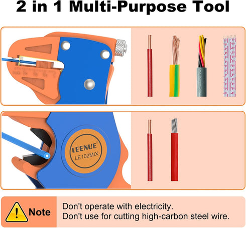 Automatic Wire Strippers 2 in 1 Wire Stripper and Cutter for Stripping Single or Multiple Strand Cables Auto Wire Stripper Tool 10-22 AWG...