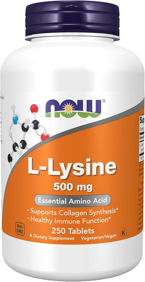 NOW Supplements, L-Lysine (L-Lysine Hydrochloride) 500 mg, Amino Acid, 250 Tablets...