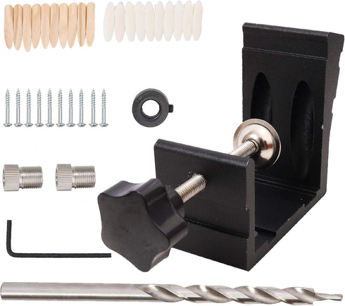 46 Pcs 850 Heavy Duty All-In-One Aluminum Pocket Hole Jig Kit Woodworking Inclined Hole Positioner for Angle Drilling Holes Carpenters Woodwork Gu...